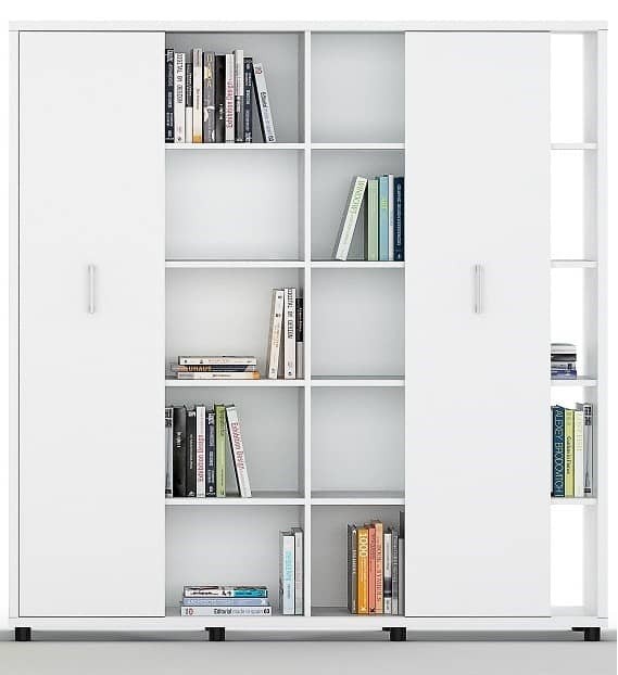Armario librería alto con puertas correderas, Serie Panel