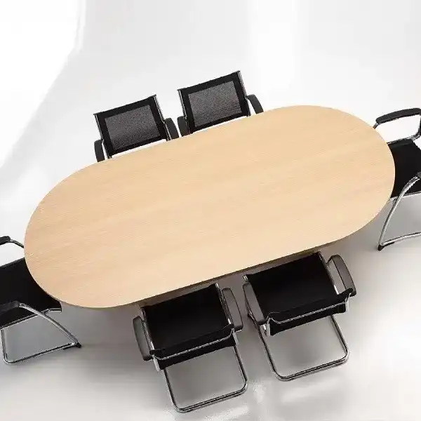 Mesa reuniones ovalada en melamina - Amplia mesa de reuniones ovalada con elegante pata en aspa.
Tablero de 25 mm en varios tamaos diferentes.
Construida con tablero melamnico de gran calidad y posibilidad de escoger entre diferentes colores (consultar).
No dude en pedirnos presupuesto para amueblar su oficina.