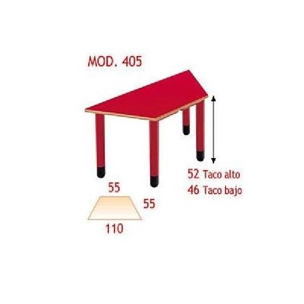 Mesa Infantil - Patas de polipropileno, disponibles en 4 colores y 2 alturas. Tapa en DM laminado con cantos redondeados barnizados con poliuretano.