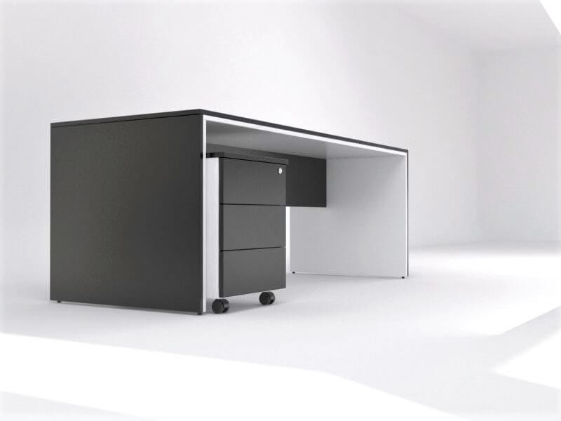Mobiliario de diseño mesas negra y blanca