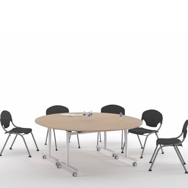 Mesa para sala de reuniones redonda con ruedas 